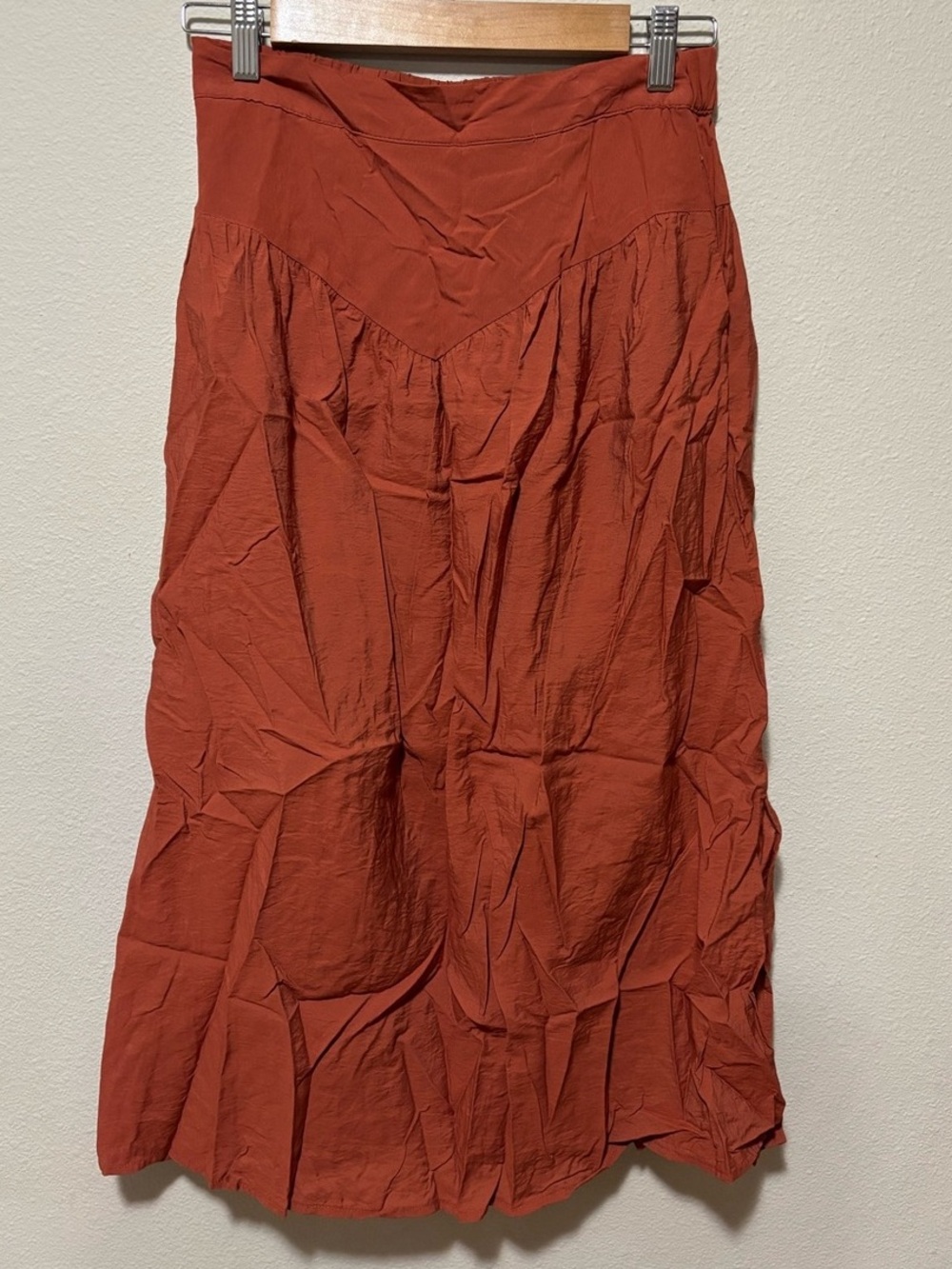 Midi Skirt Burnt Orange with Side Slit Size XS